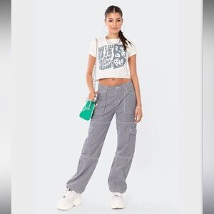 EDIKTED womans Stripe Out Cargo Pants Size large